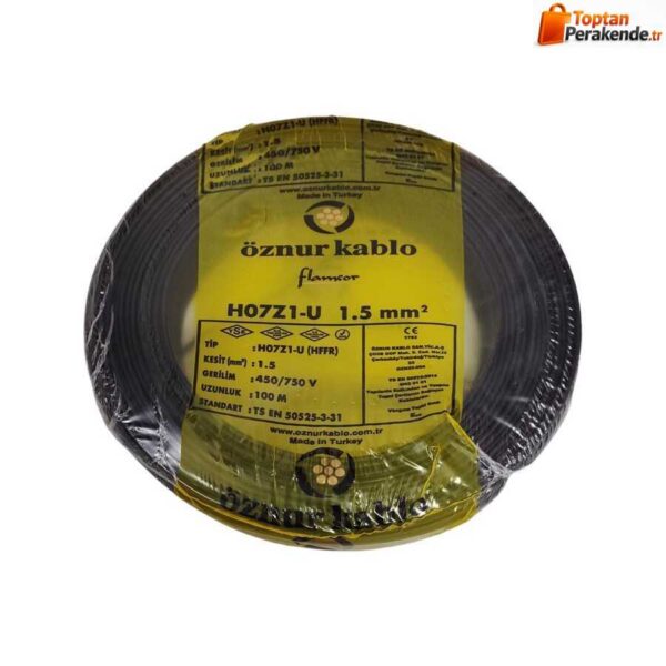 Öznur Nya Kablo 1,5mm Siyah (H07Z1-U) Halojen Free